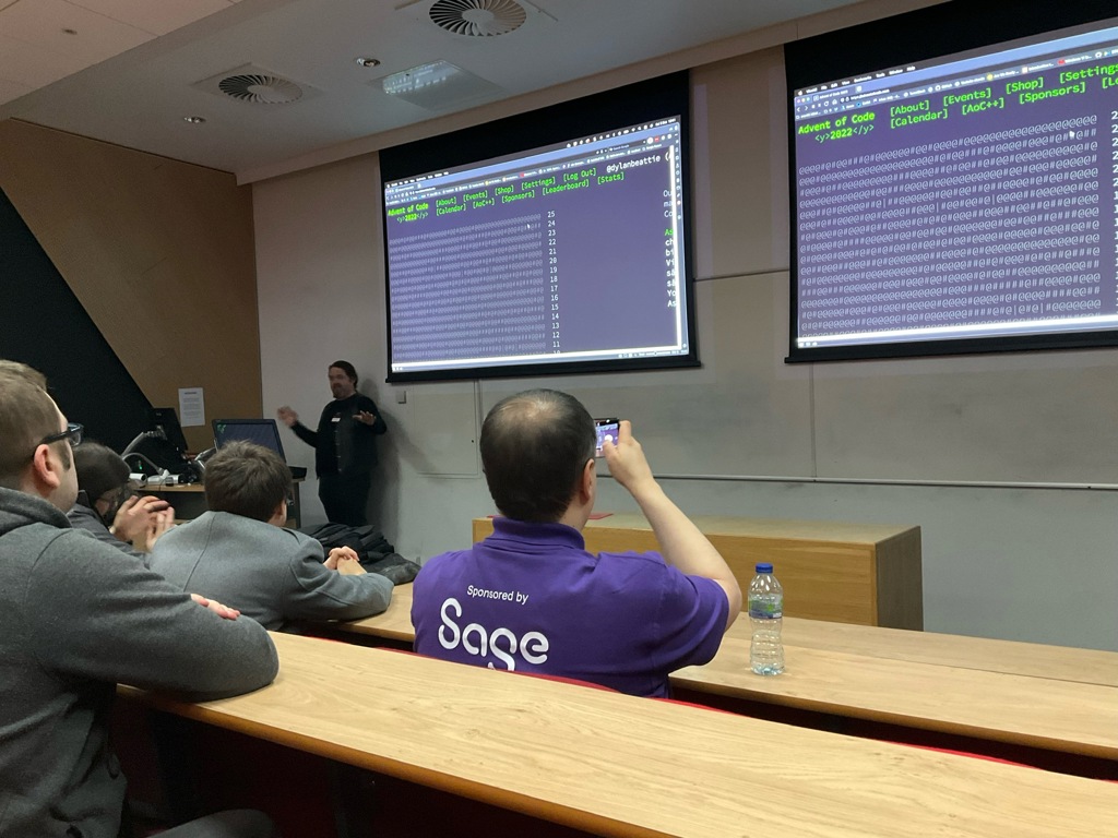 Dylan Beattie writing live code in a presentation