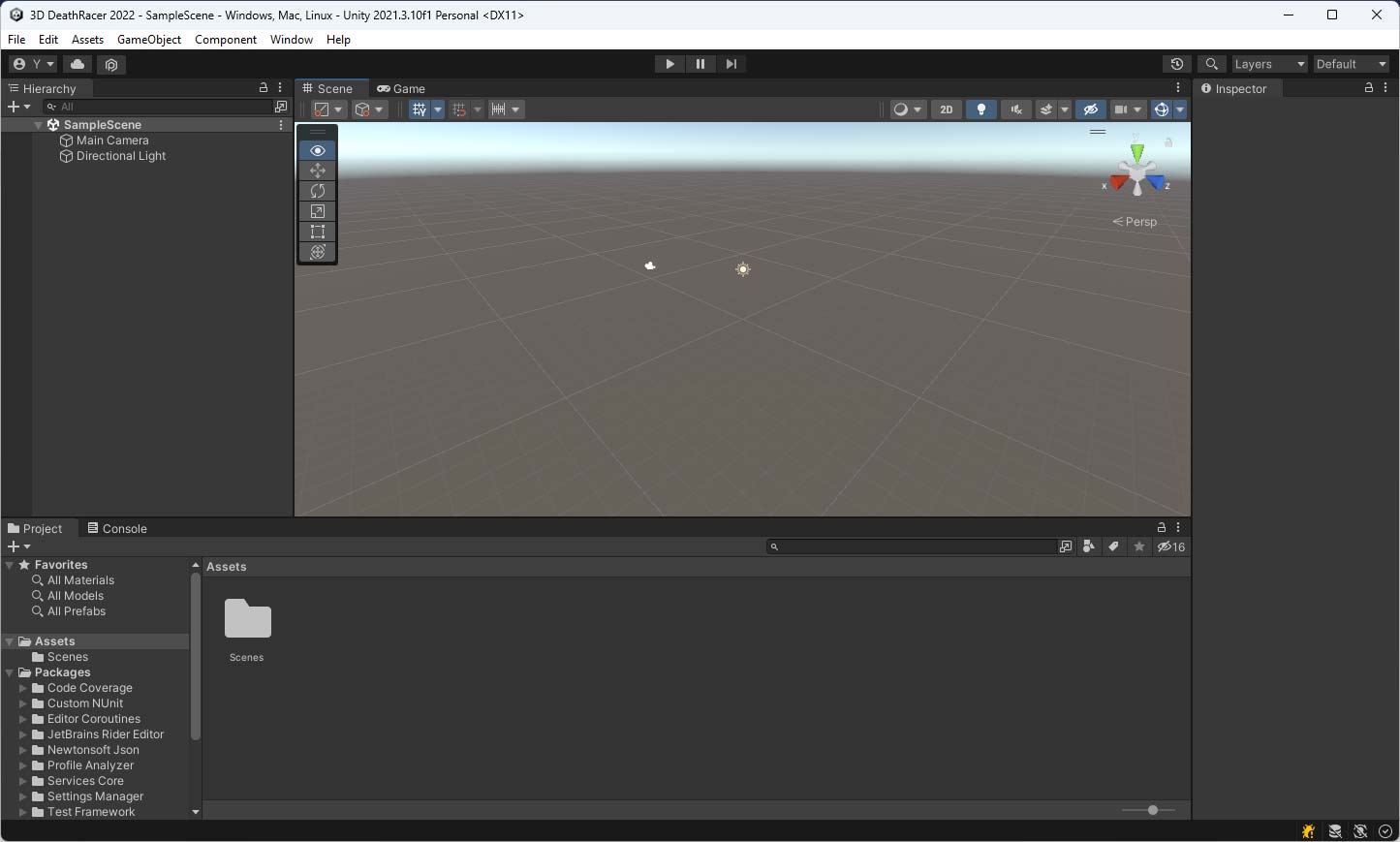 Screenshot of the unity interface