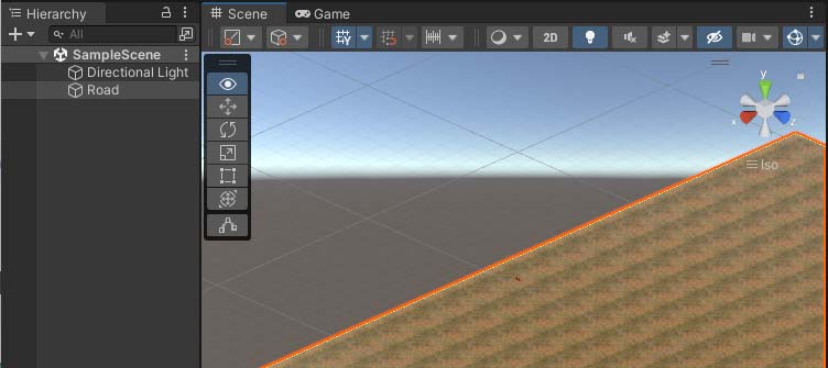 screenshot of unity object with a terrain material on it